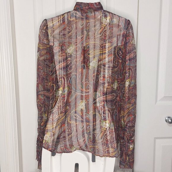 NWT Love Sam Sheer Paisley Print Blouse - Picture 2 of 12